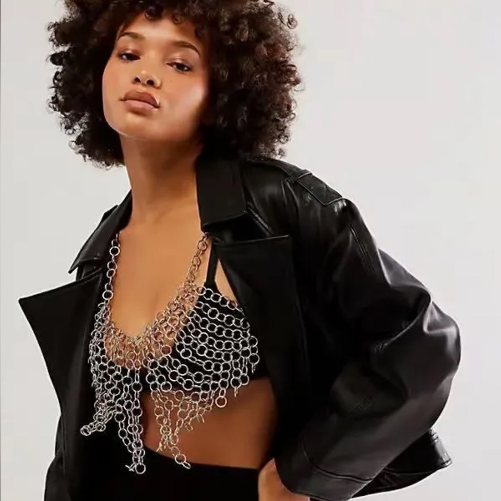 Free People Revival Body Chain Necklace in Silver NWT Festival Punk Rave Boho
